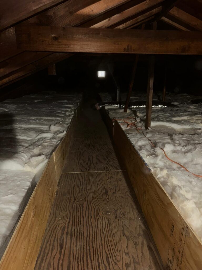 attic access walkway and fiberglass insulation nj