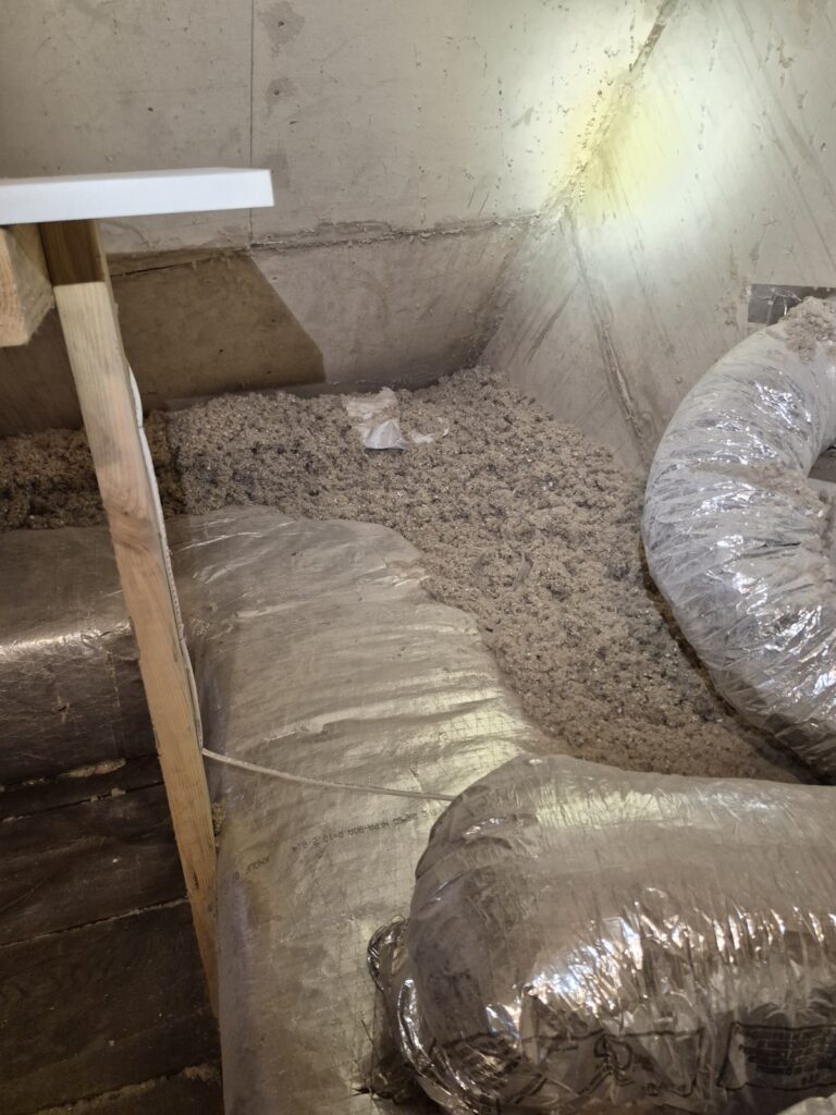 attic cellulose insulation around flexible duct