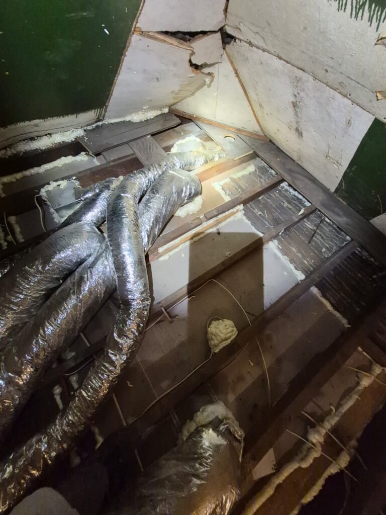 attic joist bays with foam sealed gaps