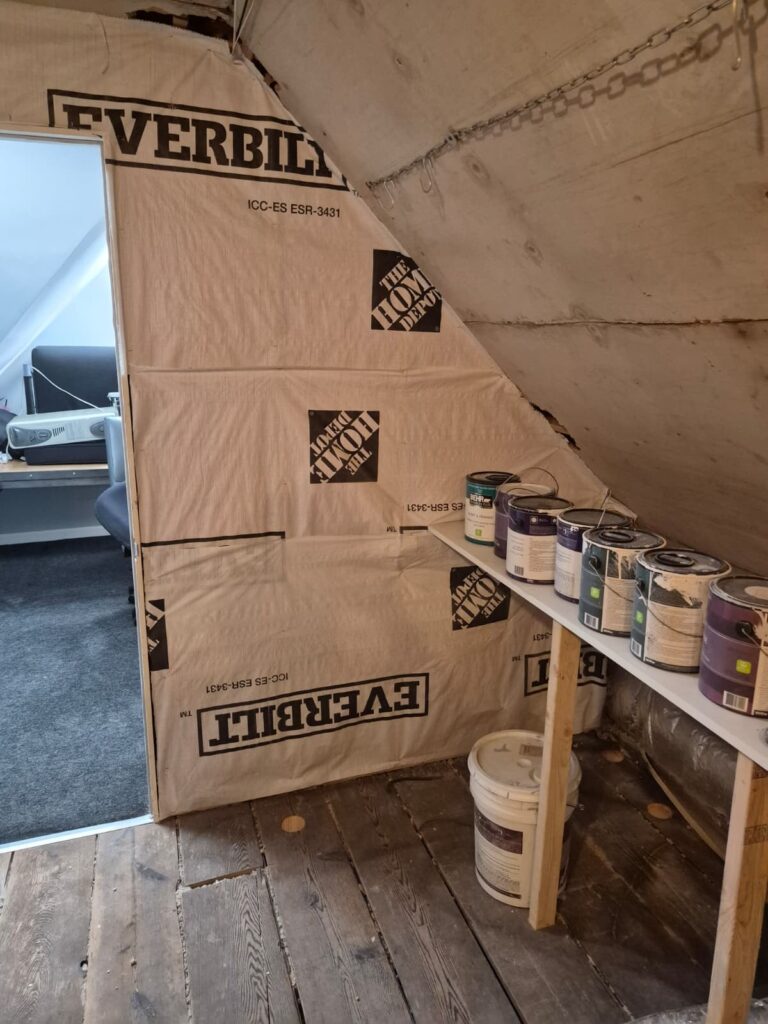 attic knee wall housewrap and service area