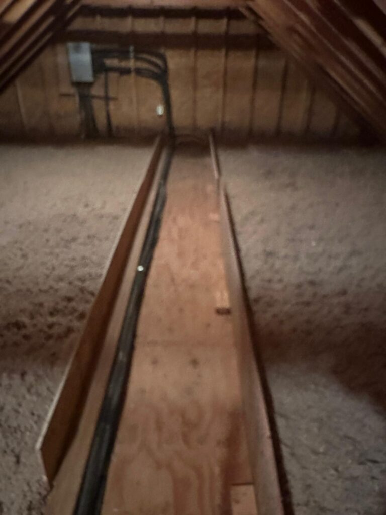 attic walkway with blown in insulation nj