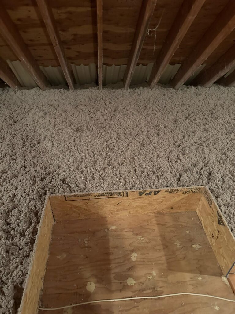 cellulose insulation around boxed attic opening
