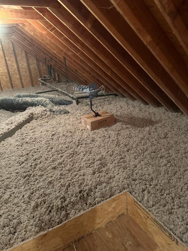 cellulose insulation under sloped roof