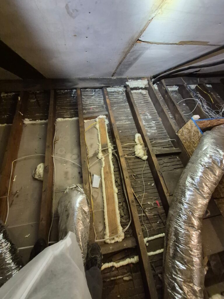 foam air sealing around attic floor openings