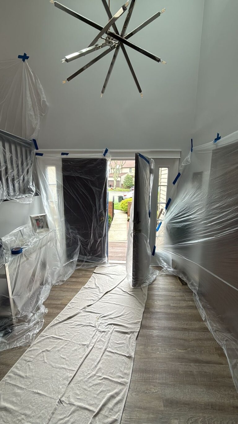 hallway protected for ceiling work
