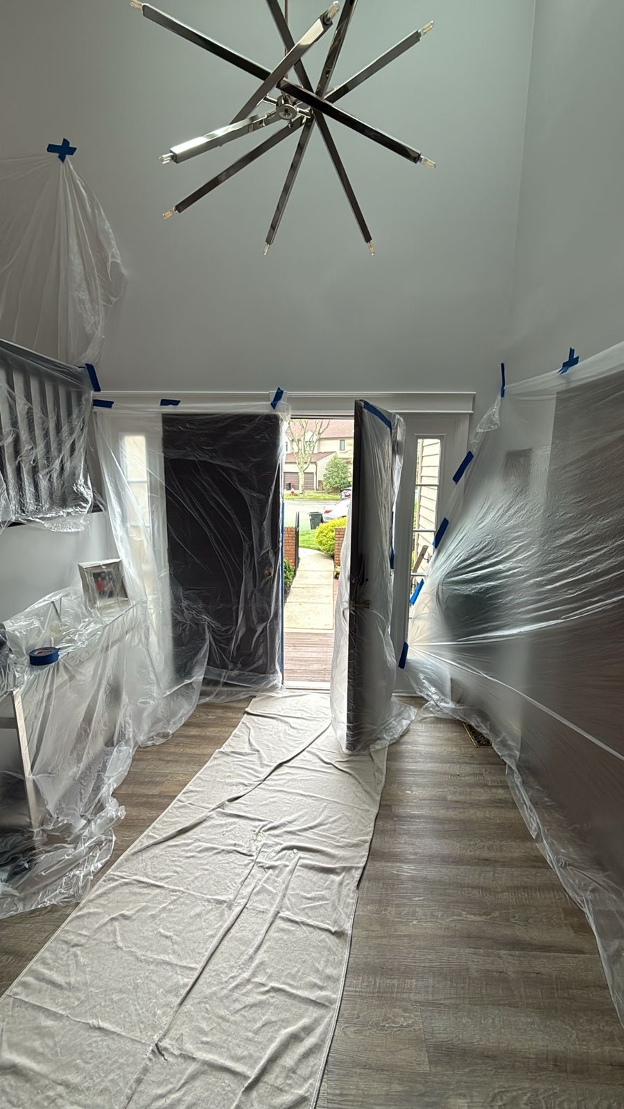 hallway protected for ceiling work