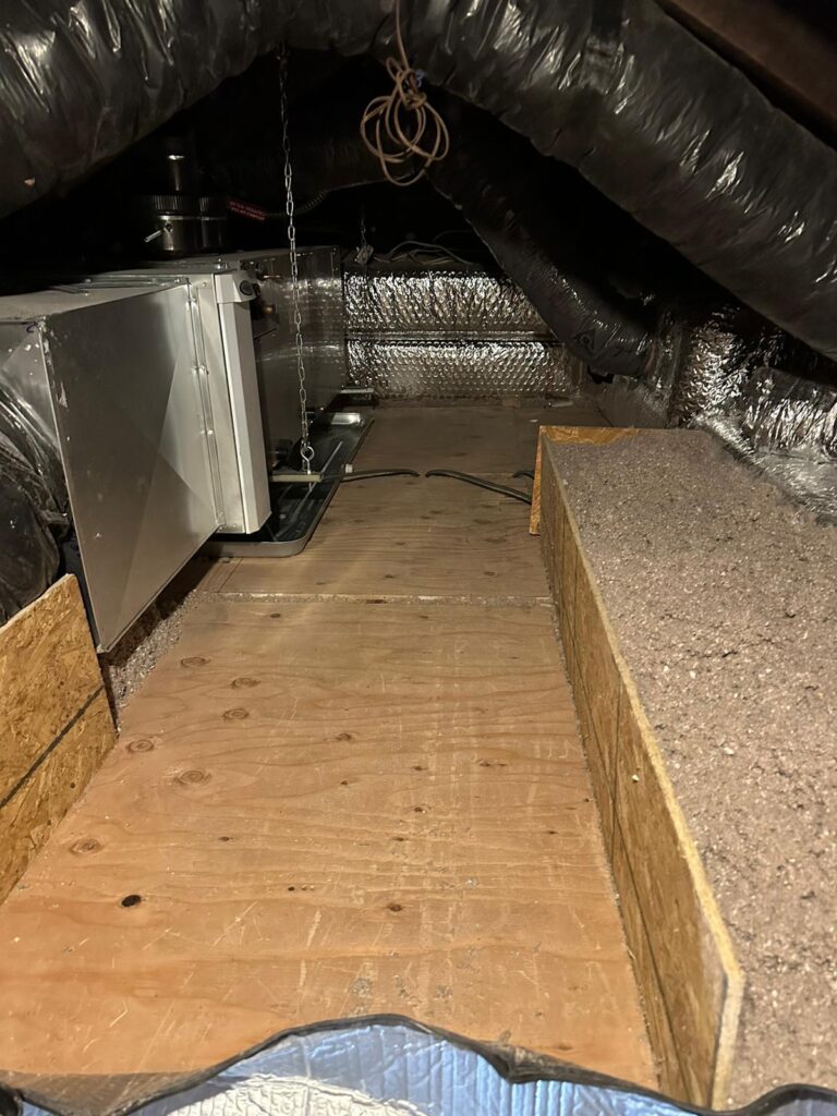 insulated attic with hvac service walkway nj