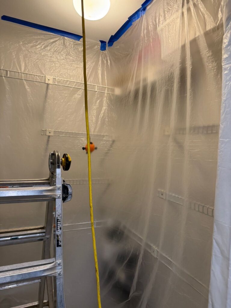 interior plastic dust barrier and ladder