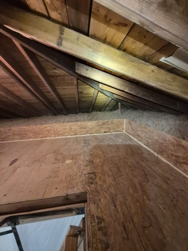 plywood attic deck around access opening