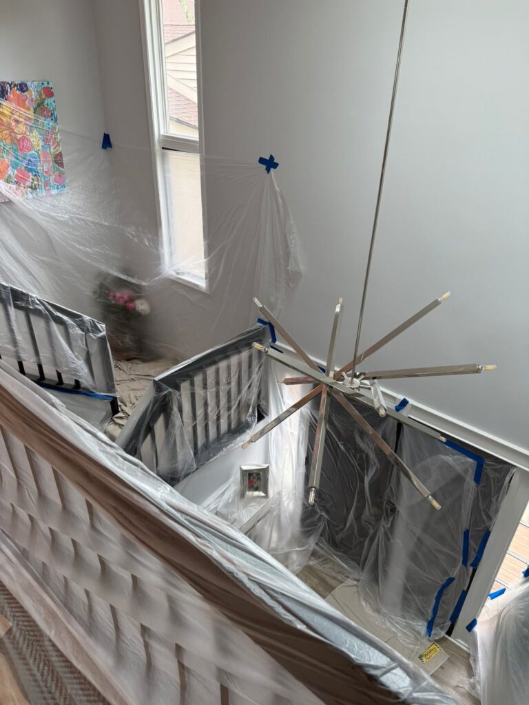 stairwell light and protected railing