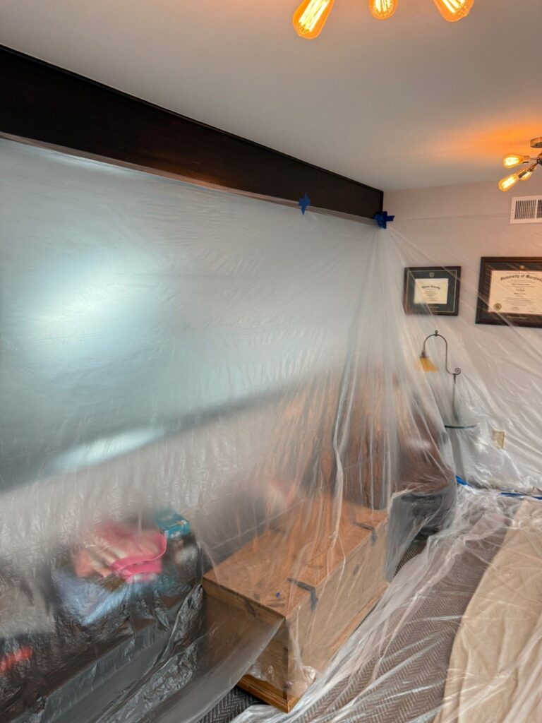 upstairs landing plastic dust protection