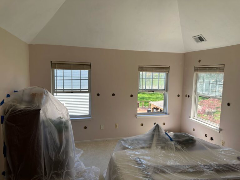 wall insulation preparation with covered furniture nj